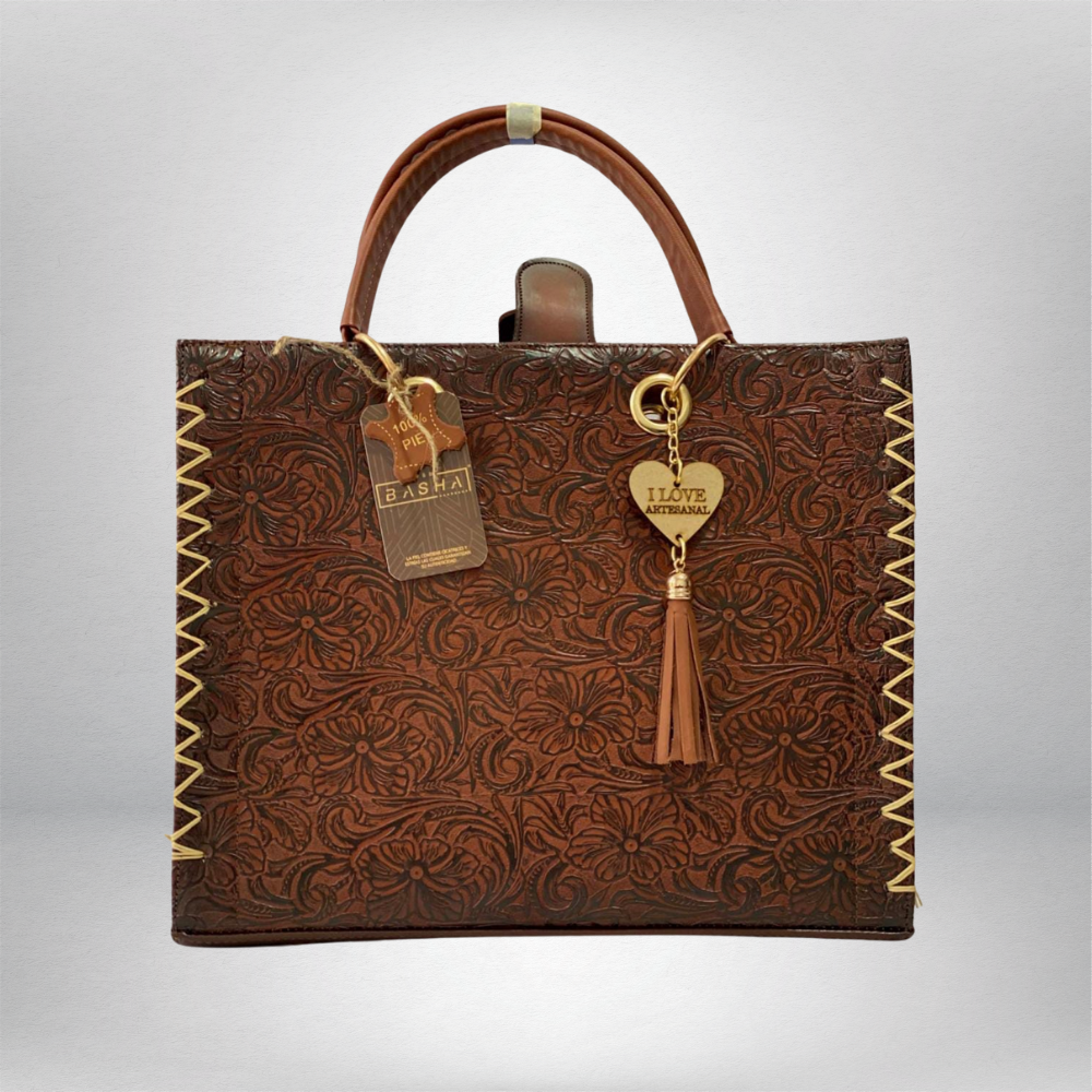 BOLSA VAQUETA COMBO FLOREADO