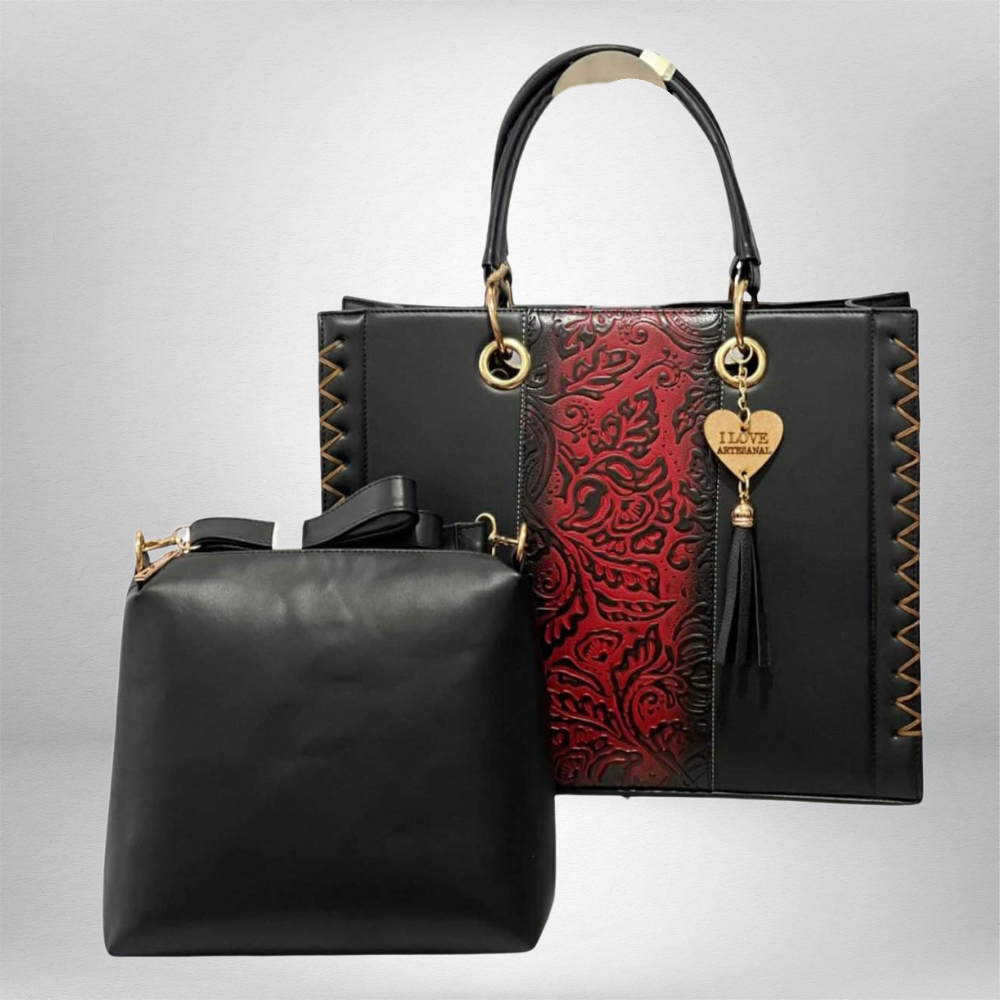 BOLSA VAQUETA COMBO ROJO